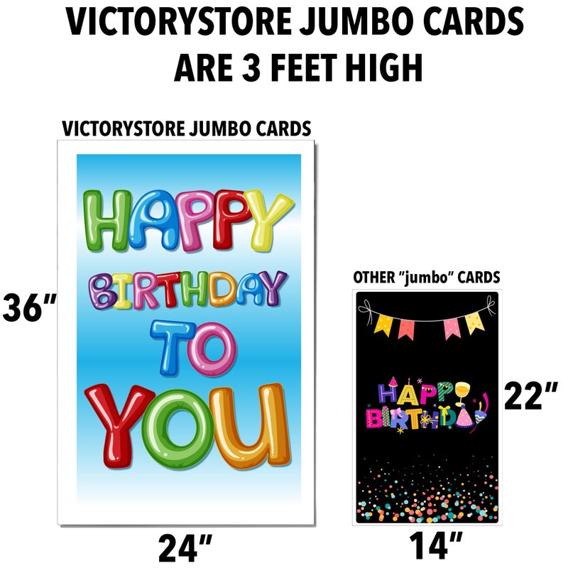 VictoryStore Jumbo Birthday Cards: Giant Birthday Card (Balloon Letters) Oversized Greeting Card With Envelope, American Made (24x36 Inches) - Image 3